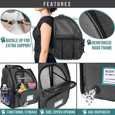 Show full view: PetAmi Airline Approved Backpack Dog & Cat Carrier, Charcoal slide 6 of 8