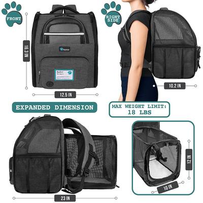 Show full view: PetAmi Airline Approved Backpack Dog & Cat Carrier, Charcoal slide 3 of 8