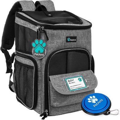 PetAmi PetAmi Airline Approved Backpack Dog & Cat Carrier, Heather Gray