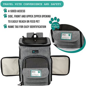 PetAmi Airline Approved Backpack Dog & Cat Carrier, Heather Gray
