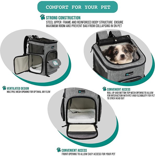 Show full view: PetAmi Airline Approved Backpack Dog & Cat Carrier, Heather Gray slide 5 of 9