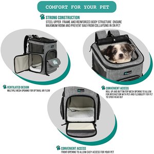 PetAmi Airline Approved Backpack Dog & Cat Carrier, Heather Gray