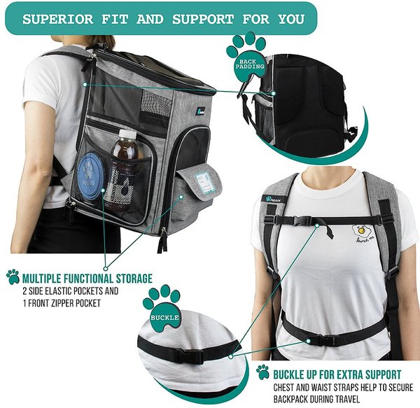 Show full view: PetAmi Airline Approved Backpack Dog & Cat Carrier, Heather Gray slide 6 of 9