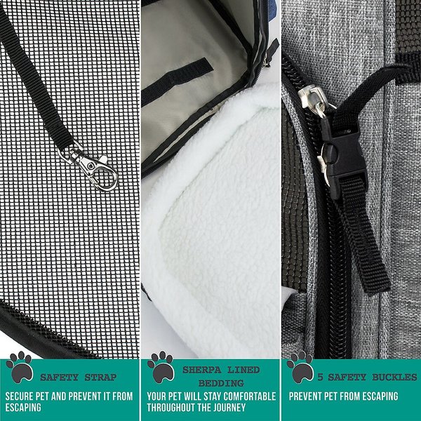 Show full view: PetAmi Airline Approved Backpack Dog & Cat Carrier, Heather Gray slide 7 of 9