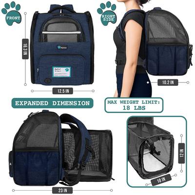 Show full view: PetAmi Airline Approved Backpack Dog & Cat Carrier, Navy slide 2 of 8