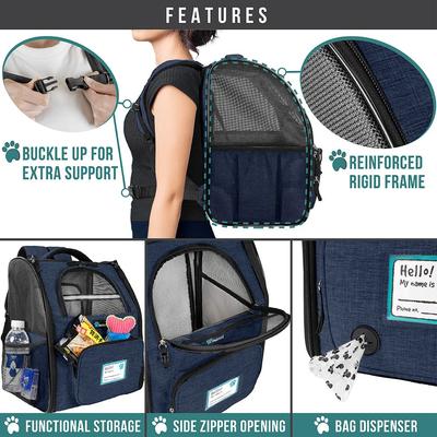 Show full view: PetAmi Airline Approved Backpack Dog & Cat Carrier, Navy slide 6 of 8