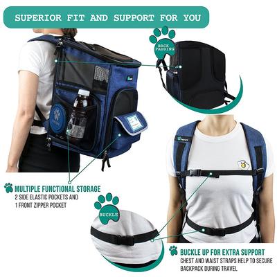 Show full view: PetAmi Airline Approved Backpack Dog & Cat Carrier, Navy slide 6 of 9