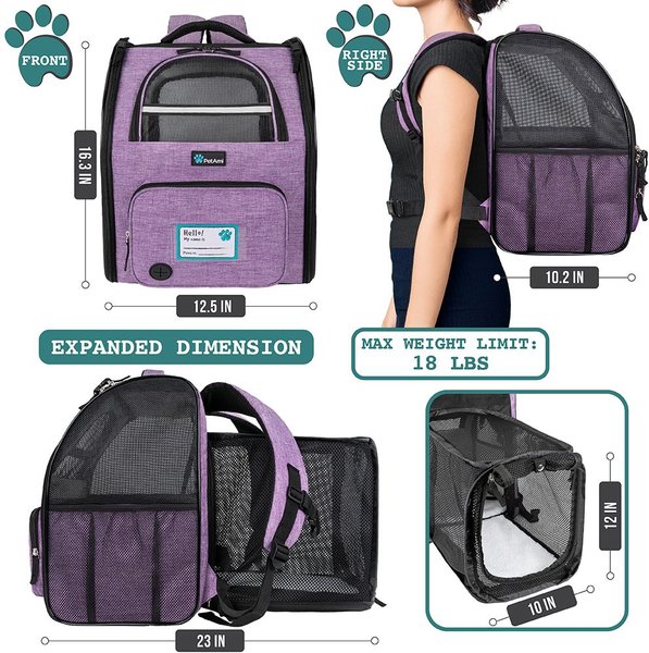 Show full view: PetAmi Airline Approved Backpack Dog & Cat Carrier, Purple slide 2 of 8