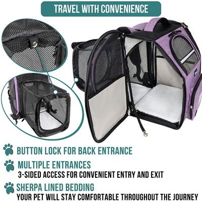 Show full view: PetAmi Airline Approved Backpack Dog & Cat Carrier, Purple slide 4 of 8