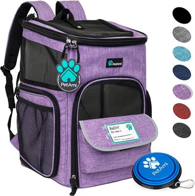 Show full view: PetAmi Airline Approved Backpack Dog & Cat Carrier, Purple slide 3 of 10