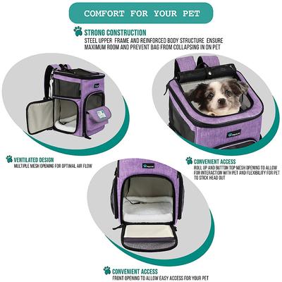 Show full view: PetAmi Airline Approved Backpack Dog & Cat Carrier, Purple slide 6 of 10