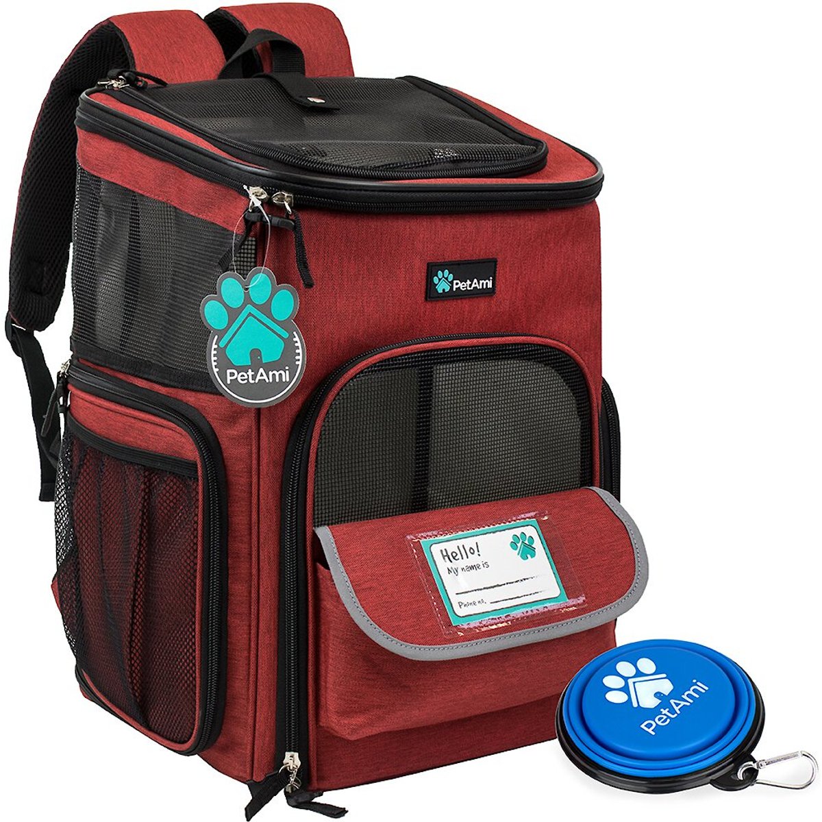 PetAmi Airline Approved Backpack Dog & Cat Carrier, Red