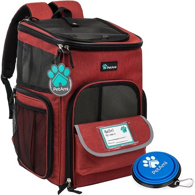 PetAmi PetAmi Airline Approved Backpack Dog & Cat Carrier, Red