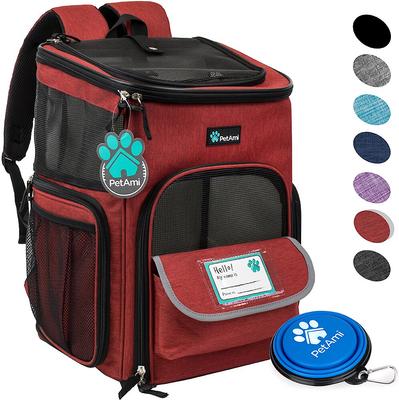 Show full view: PetAmi Airline Approved Backpack Dog & Cat Carrier, Red slide 2 of 9