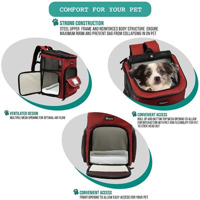 Show full view: PetAmi Airline Approved Backpack Dog & Cat Carrier, Red slide 5 of 9