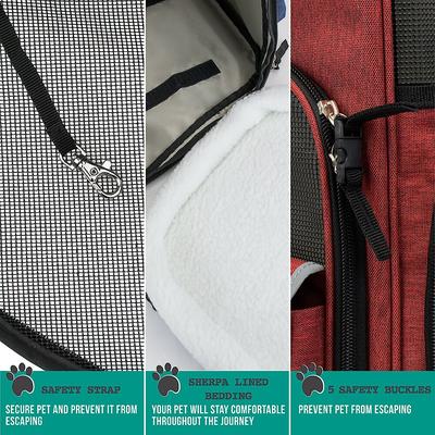 Show full view: PetAmi Airline Approved Backpack Dog & Cat Carrier, Red slide 7 of 9