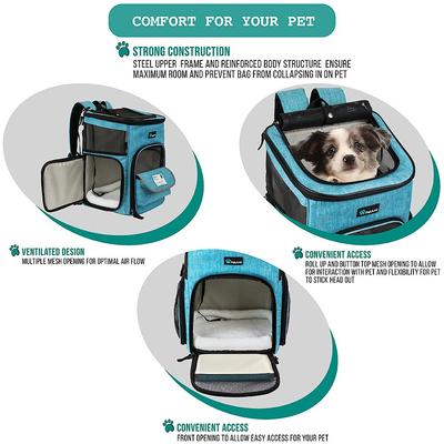 Show full view: PetAmi Airline Approved Backpack Dog & Cat Carrier, Turquoise slide 5 of 9