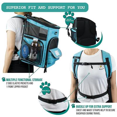 Show full view: PetAmi Airline Approved Backpack Dog & Cat Carrier, Turquoise slide 6 of 9