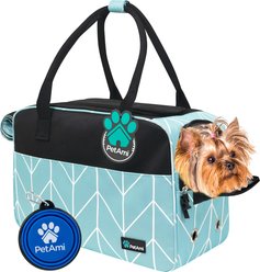 PetAmi Airline Approved Bag Dog & Cat Carrier, Chevron Teal