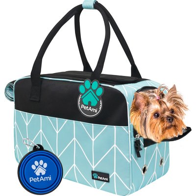 PetAmi PetAmi Airline Approved Bag Dog & Cat Carrier, Chevron Teal