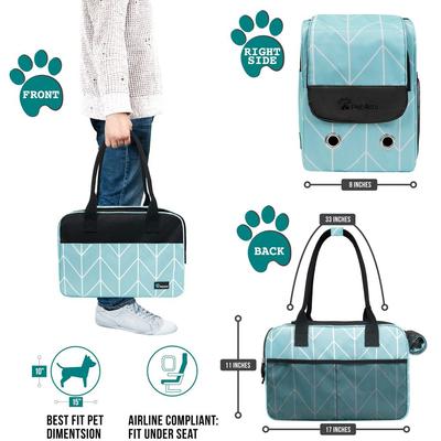 Show full view: PetAmi Airline Approved Bag Dog & Cat Carrier, Chevron Teal slide 2 of 7