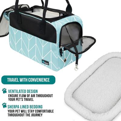 Show full view: PetAmi Airline Approved Bag Dog & Cat Carrier, Chevron Teal slide 4 of 7