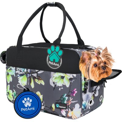 PetAmi PetAmi Airline Approved Bag Dog & Cat Carrier, Floral Gray
