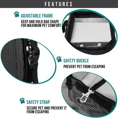 Show full view: PetAmi Airline Approved Bag Dog & Cat Carrier, Stripe Black slide 5 of 7