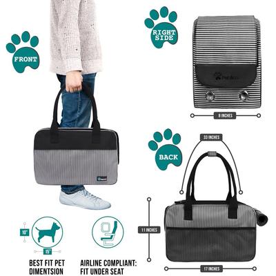 Show full view: PetAmi Airline Approved Bag Dog & Cat Carrier, Stripe Black slide 2 of 7