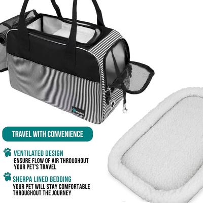 Show full view: PetAmi Airline Approved Bag Dog & Cat Carrier, Stripe Black slide 4 of 7