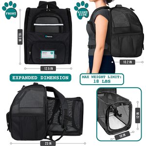 PetAmi Airline Approved Expandable Backpack Dog & Cat Carrier, Black