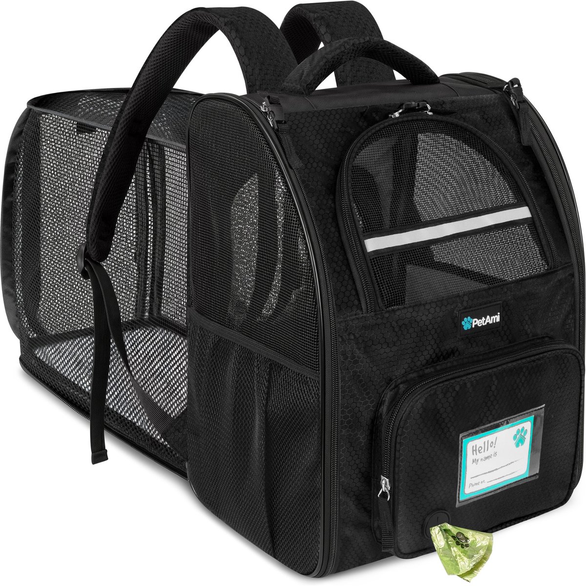 PetAmi Airline Approved Expandable Backpack Dog & Cat Carrier, Black