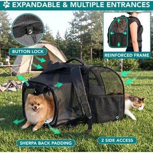 PetAmi Airline Approved Expandable Backpack Dog & Cat Carrier, Black
