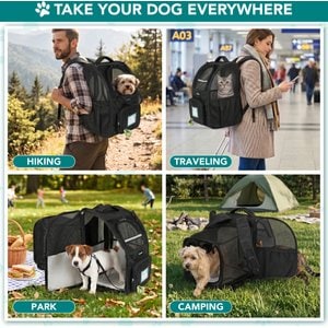 PetAmi Airline Approved Expandable Backpack Dog & Cat Carrier, Black