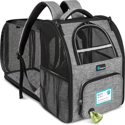 PetAmi PetAmi Airline Approved Expandable Backpack Dog & Cat Carrier, Gray