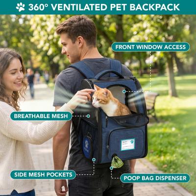 PETAMI Airline Approved Expandable Backpack Dog & Cat Carrier