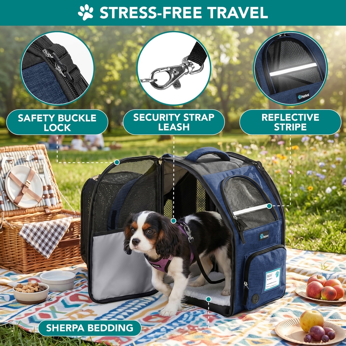 PETAMI Airline Approved Expandable Backpack Dog & Cat Carrier