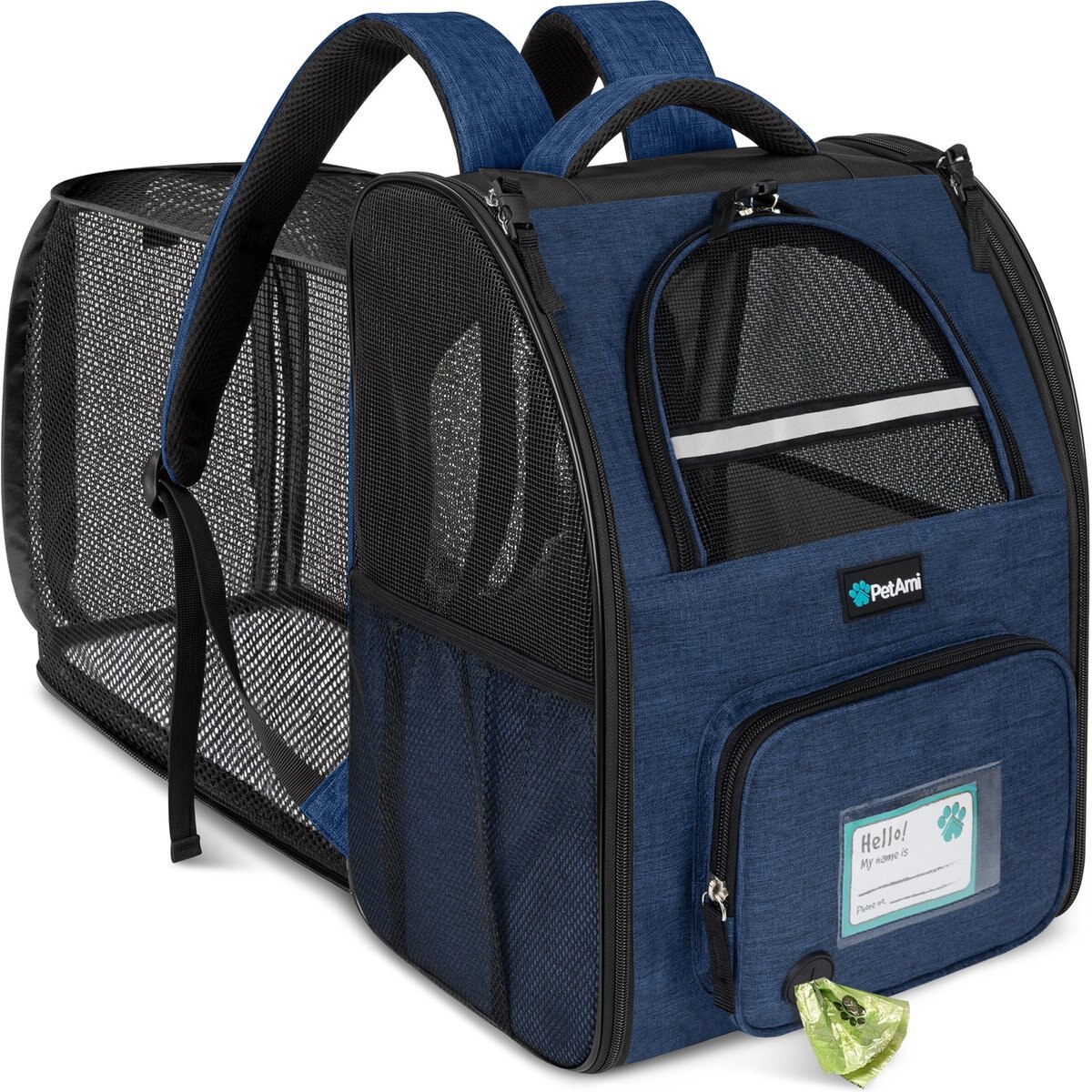 PetAmi Airline Approved Expandable Backpack Dog & Cat Carrier, Navy