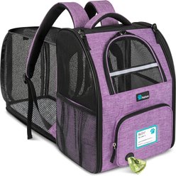 PetAmi Airline Approved Expandable Backpack Dog & Cat Carrier, Purple
