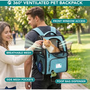 PetAmi Airline Approved Expandable Backpack Dog & Cat Carrier, Turquoise
