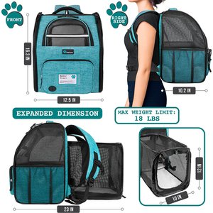 PetAmi Airline Approved Expandable Backpack Dog & Cat Carrier, Turquoise