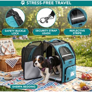 PetAmi Airline Approved Expandable Backpack Dog & Cat Carrier, Turquoise