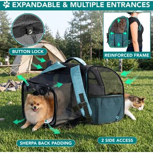 PetAmi Airline Approved Expandable Backpack Dog & Cat Carrier, Turquoise