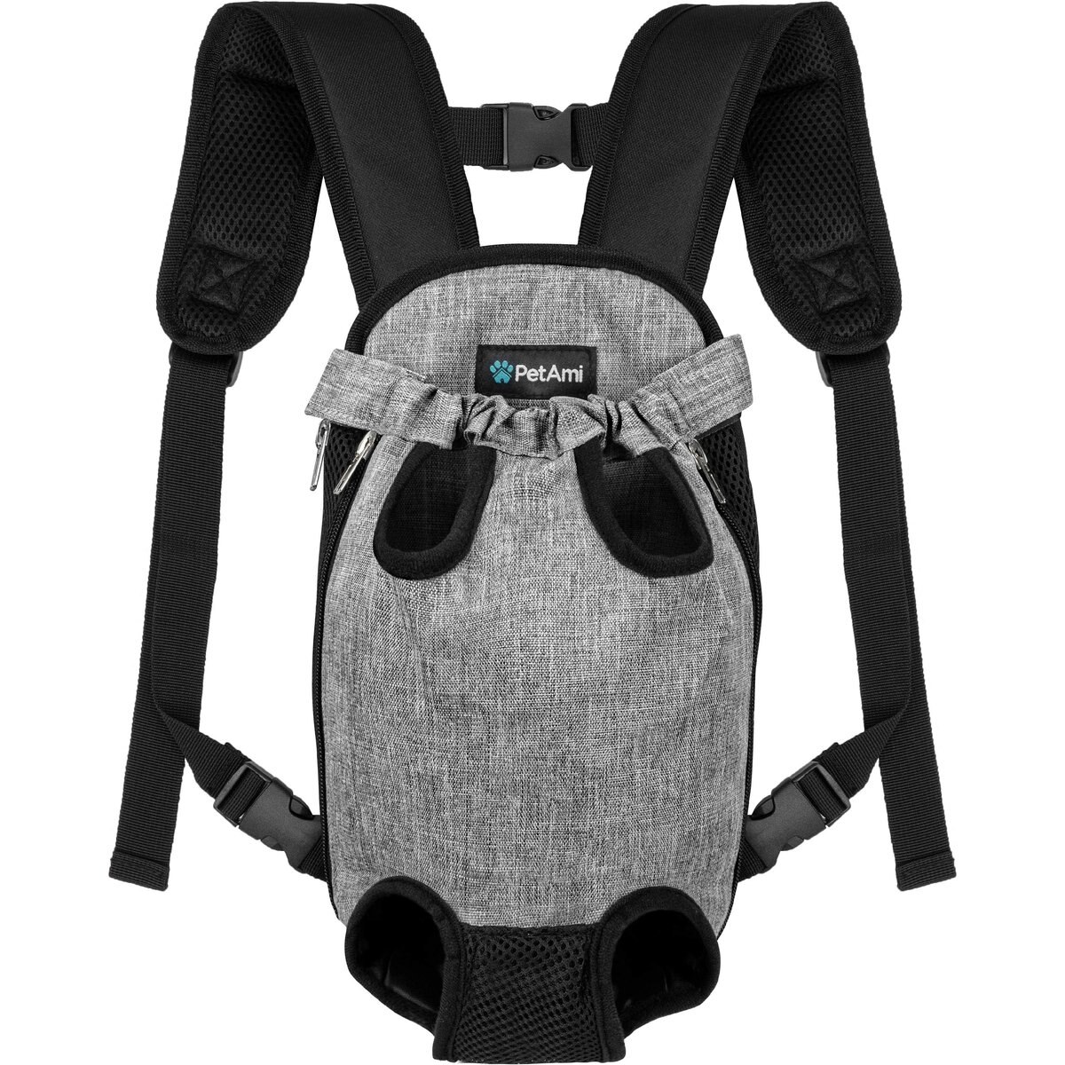 PetAmi Front-Carrier Dog & Cat Carrier, Heather Grey, Large