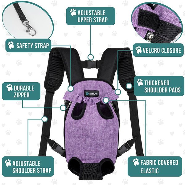 Show full view: PetAmi Airline Approved Front-Carrier Dog & Cat Carrier, Purple, Small slide 4 of 9