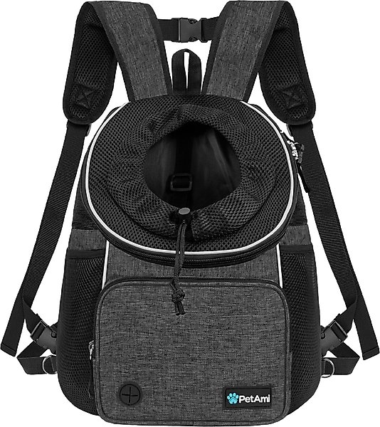 Show full view: PetAmi Airline Approved Front Chest Small Dog & Cat Backpack Carrier, Dark Gray, Large slide 1 of 8