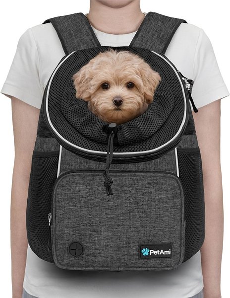 Show full view: PetAmi Airline Approved Front Chest Small Dog & Cat Backpack Carrier, Dark Gray, Large slide 2 of 8