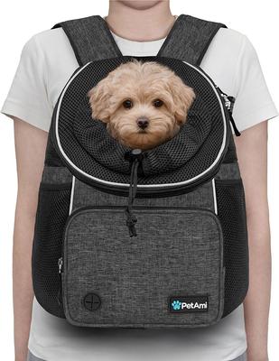 Show full view: PetAmi Airline Approved Front Chest Small Dog & Cat Backpack Carrier, Dark Gray, Large slide 2 of 8