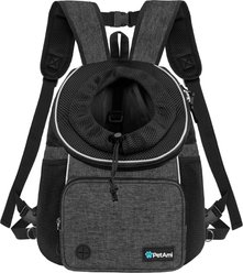 PetAmi Airline Approved Front Chest Small Dog & Cat Backpack Carrier, Dark Gray, Medium