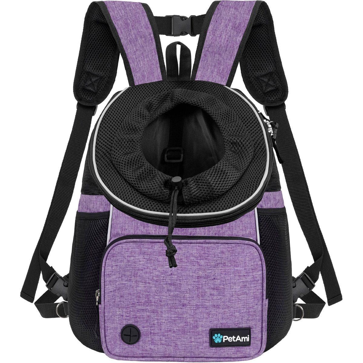 PetAmi Airline Approved Front Chest Small Dog & Cat Backpack Carrier, Purple, Large